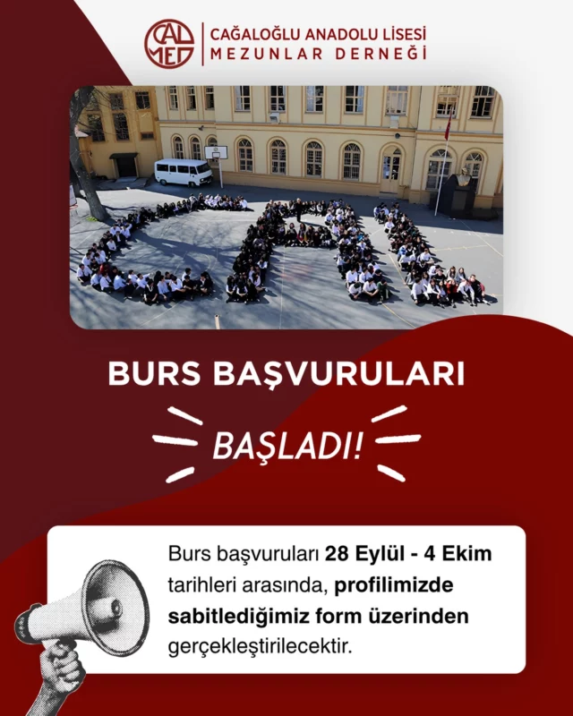 CALMED Eğitim Bursu başvuruları başladı!

📌 Başvurular, profilimizde sabitlediğimiz form üzerinden 28 Eylül 2026 - 4 Ekim 2026 tarihleri arasında gerçekleştirilecektir.

Herhangi bir sorunuz olursa DM’den yazabilirsiniz. Elimizden geldiğince en kısa sürede mesajlarınıza dönüş yapılacaktır.